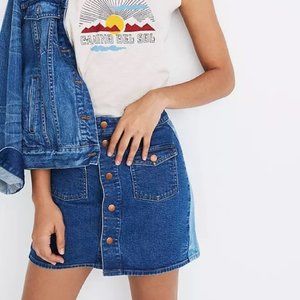 Stretch Denim Straight Mini Skirt: Pieced Edition